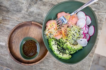 Healthy salmon bowl